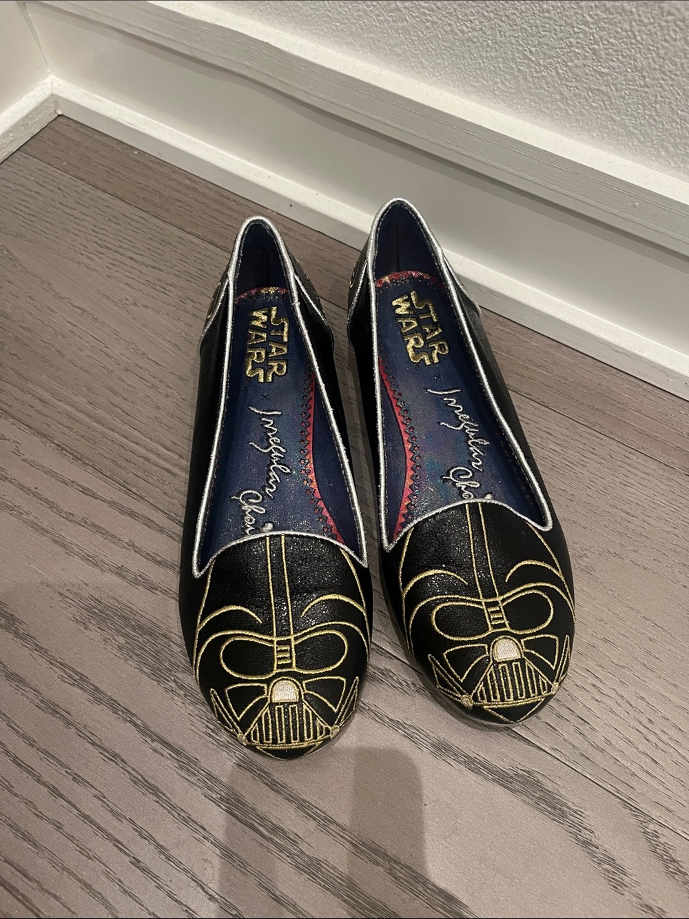 Star Wars Black Ballet Flats with Gold Darth Vader Detail 7.5